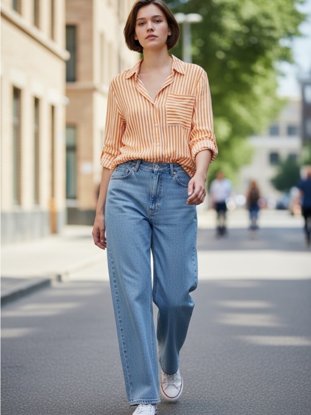 Clothing Set-Velvet Heart Yellow striped Blouse L +Blue Jeans Shein Tall Large